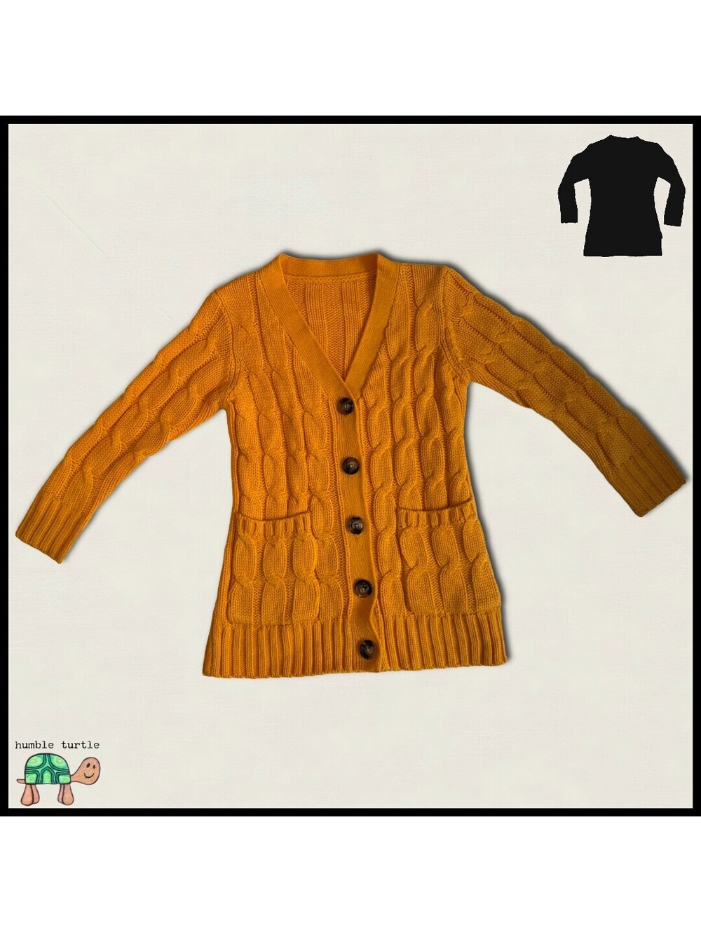 Girls Yellow Cable Knit Acrylic Cardigan Sweater | Size 8 | Like New